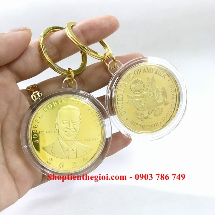 Móc Khóa Xu Biden Mạ Vàng - SP005262